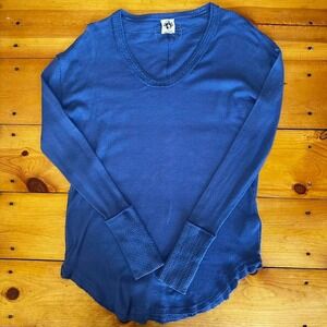 Free People, We the Free Blue Long Sleeve Top